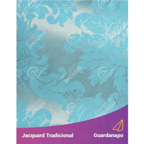 Guardanapo em Tecido Jacquard Azul e Prata Frozen Medalhão Tradicional - 40x40cm