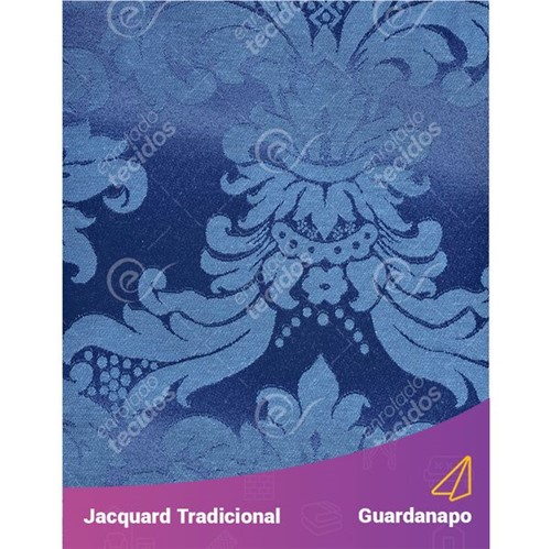 Guardanapo em Tecido Jacquard Azul Escuro Medalhão Tradicional - 40x40cm