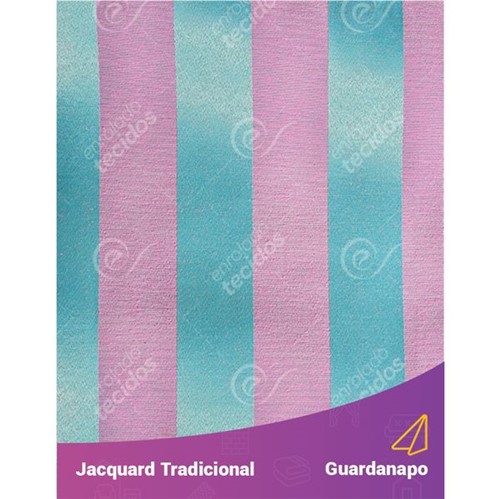 Guardanapo em Tecido Jacquard Azul Tiffany e Rosa Listrado Tradicional - 40x40cm