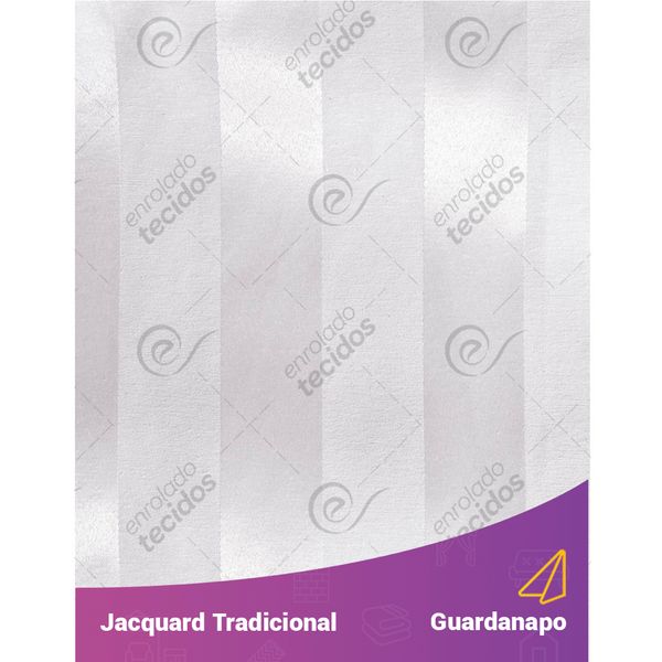 Guardanapo em Tecido Jacquard Branco Gelo (Off-White) Listrado Tradicional - 40x40cm