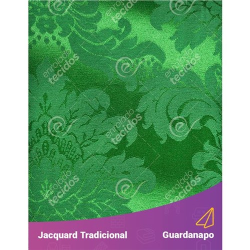 Guardanapo em Tecido Jacquard Verde Medalhão Tradicional - 40x40cm