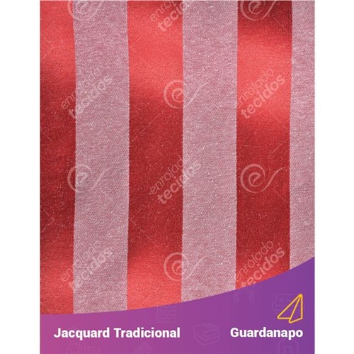 Guardanapo em Tecido Jacquard Vermelho e Branco Circo Listrado Tradicional - 40x40cm