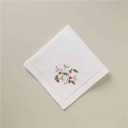 Guardanapo Mistletoe - Holly - Branco-colorido - 40x40