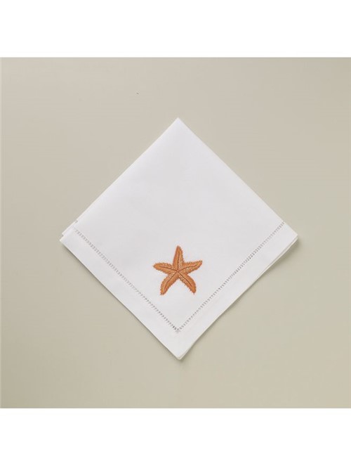 Guardanapo Sea Star Sehat Branco e Laranja 40X40cm