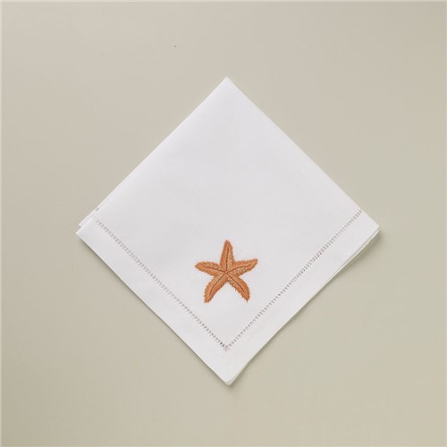 Guardanapo Sea Star Sehat - Branco-laranja - 40x40