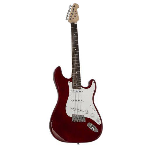 Guitarra Clark Stratocaster Madeira Basswood Vermelha e Branca Pw/Wr