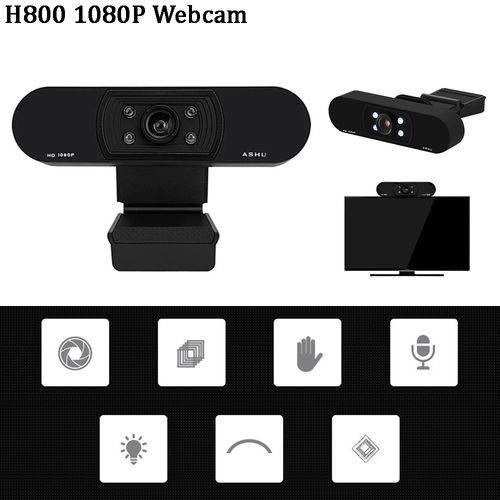 H800 Webcam 1920*1080 P de Alta Definição HDTV Vídeo Chamada Teleconferência com Microfone Embutido da Câmera Preto USB