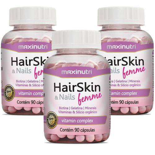 Hair Skin & Nails Femme - Cápsula da Beleza - Kit com 270 Cápsulas - Maxinutri