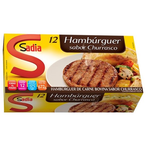Hamburger Sadia 672g Bovino Churrasco