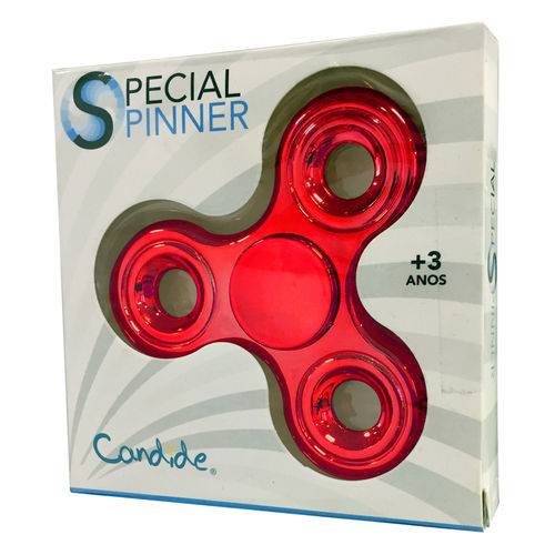 Hand Spinner Anti Stress Certificado - Fidget Spinner Special Metalizado - Vermelho - Candide