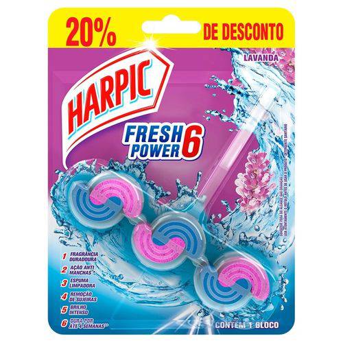 Harpic Fresh Power 6 Lavanda com 1 Bloco 20% de Desconto
