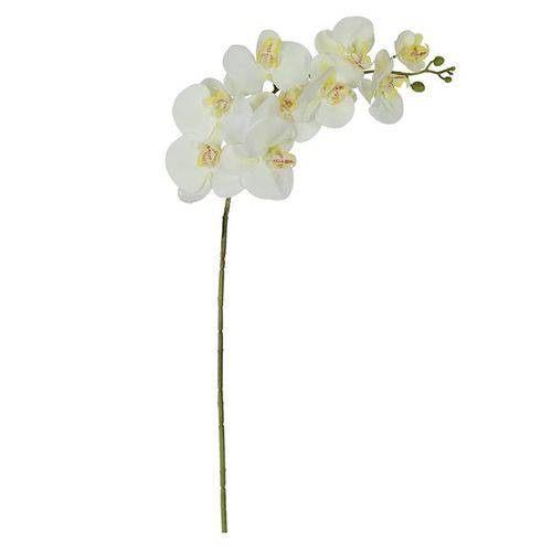 Haste Flor Artificial Orquídea Phalaenopsis 3D Branco 96cm