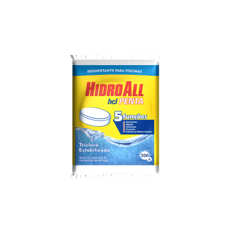HCL Tablete Pastilha de Cloro Penta com 5 Funções 200g - Hidroall