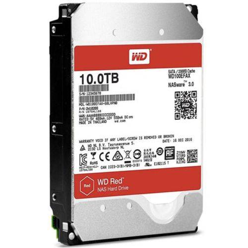 HD - 10.000GB (10TB) / 5.400RPM / SATA3 / 3,5pol - Western Digital Red - WD100EFAX
