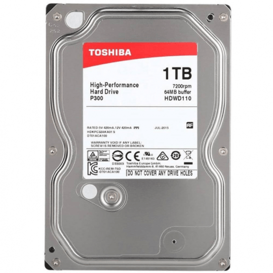 HD Toshiba SATA 3.5´ P300 1TB 7200RPM 64MB HDWD110XZSTA