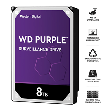 HDD WD Purple 8 TB P/ Segurança/Vig./DVR - WD81PURZ | InfoParts