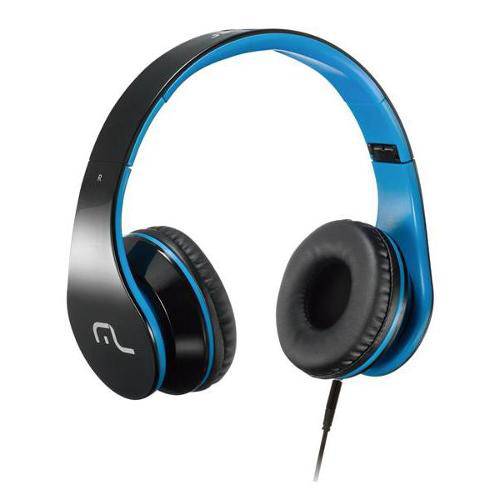 Headphone com Microfone Multilaser Preto e Azul Ph113