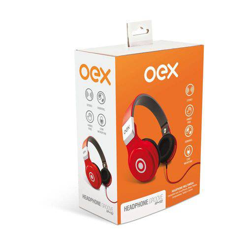 Headphone Oex Multimídia Stéreo HP-102 com Microfone Vermelho