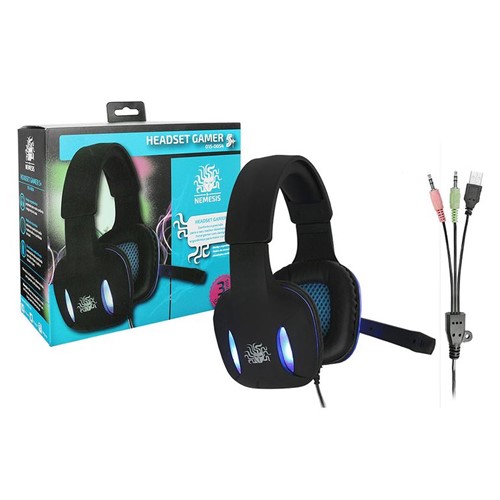 Headset Gamer Nemesis Preto com Luz de Led Azul Nm-2190
