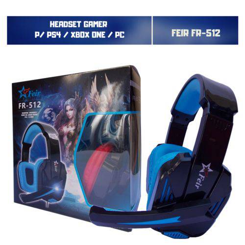 Headset Gamer Xbox One Ps4 Pc Som do Jogo e Chat P2/P3 Feir Fr-512 Azul