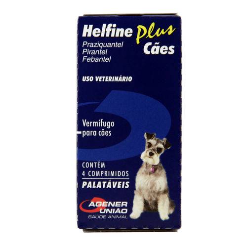 Helfine Plus Vermífugo Cães 10kg 4 Comprimidos - Agener União