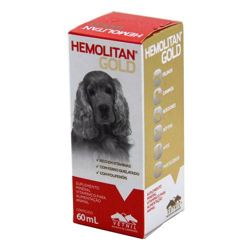 Hemolitan Gold 60ml Suplemento Cães e Gatos - Vetnil