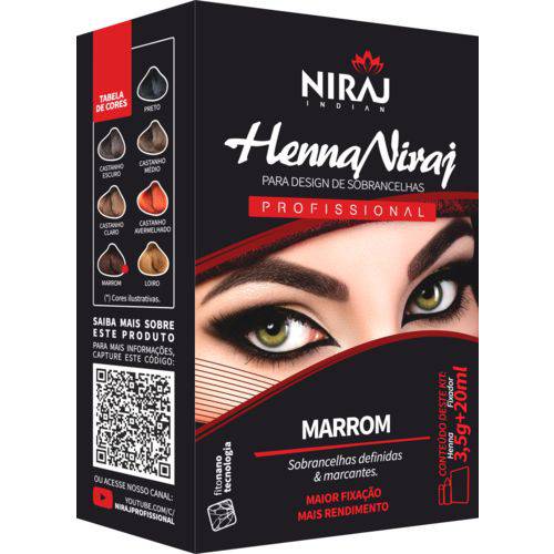 Henna Marron para Design Sobrancelha 3,5g Fixador 20m Niraj