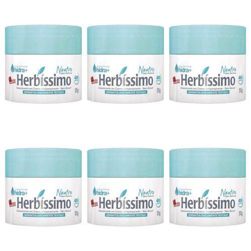 Herbíssimo S/ Perfume Desodorante Creme 55g (kit C/06)