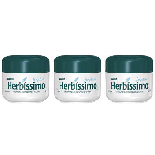 Herbíssimo Sensitive Desodorante Creme 55g (kit C/03)