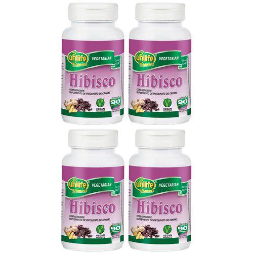 Hibisco com Gengibre - 4 Un de 90 Comprimidos - Unilife