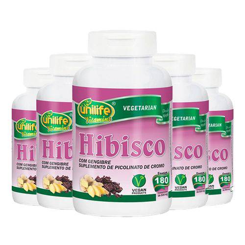 Hibisco com Gengibre - 5 Un de 180 Comprimidos - Unilife