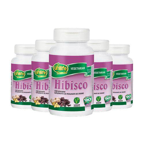 Hibisco com Gengibre - 5 Un de 90 Comprimidos - Unilife