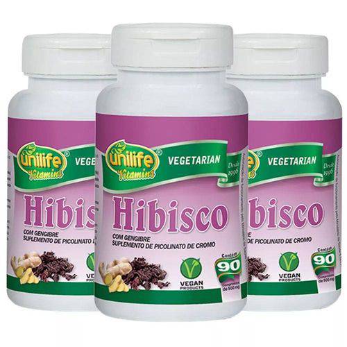 Hibisco com Gengibre - 3x 90 Comprimidos - Unilife