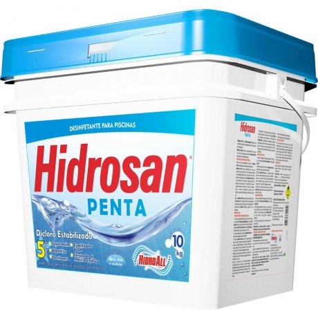 Hidrosan Penta Cloro Granulado para Piscina com 5 Funções Balde 10kg - Hidroall -