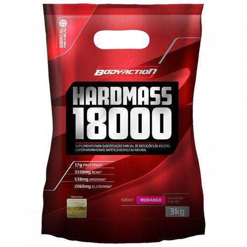 Hipercalórico Body Action Hard Mass 18000 - Morango - 3kg - Bodyaction
