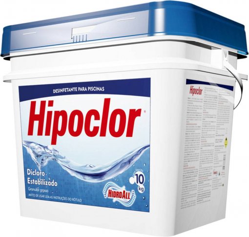 Hipoclor Dicloro Estabilizado para Piscina Balde 10kg - Hidroall -