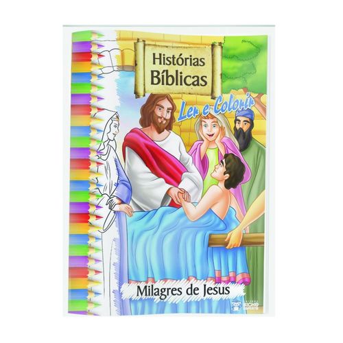 Histórias Bíblicas para Ler e Colorir Solapa Grande 10 Livros