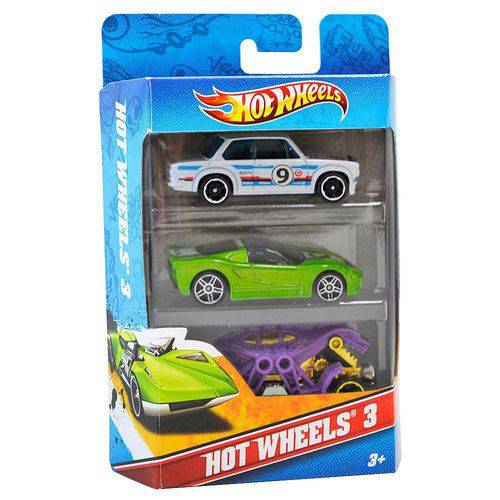 Hot Wheels com 3 Carros Modelo 8 - Mattel