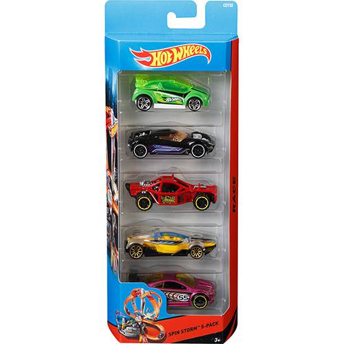 Hot Wheels Pacote 5 Carros 0186/CDT22 Spin Storm - Mattel