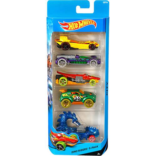 Hot Wheels Pacote 5 Carros 0186/CDT19 Dino Riders - Mattel
