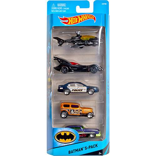 Hot Wheels Pacote 5 Carros 0186/CDT28 Batman - Mattel