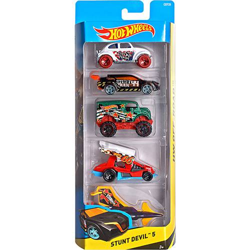 Hot Wheels Pacote 5 Carros Stunt Devil - Mattel