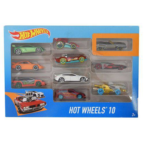 Hot Wheels Pacote com 10 Carrinhos - Mattel