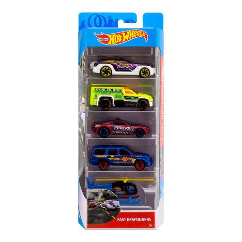 Hot Wheels Pacote Presente com 5 Carros Fast Responders - Mattel