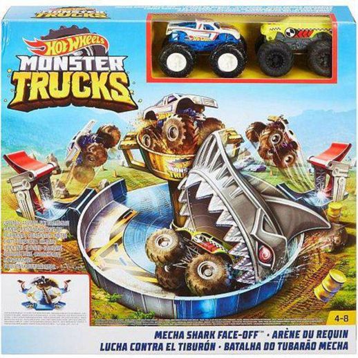 Hot Wheels Pista Monster Trucks Batalha do Tubarão Mecha - Mattel