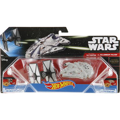 Hot Wheels Star Wars Pacote 2 Naves Tie Figther Vs Millenium Falcon