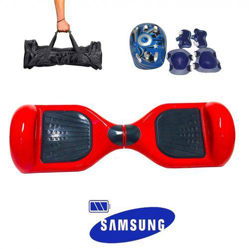 Hoverboard 6,5 Polegadas Vermelho-bateria Samsung-c/ Bolsa- Kit de Proteção-azul