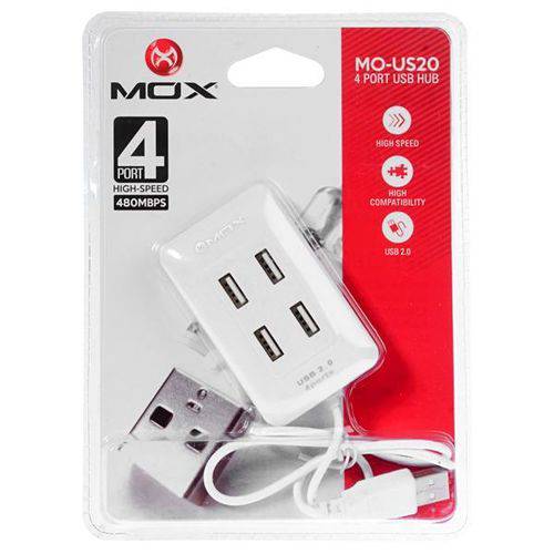 Hub USB Mox Mo-us20 com 4 Portas USB 2.0 - Branco