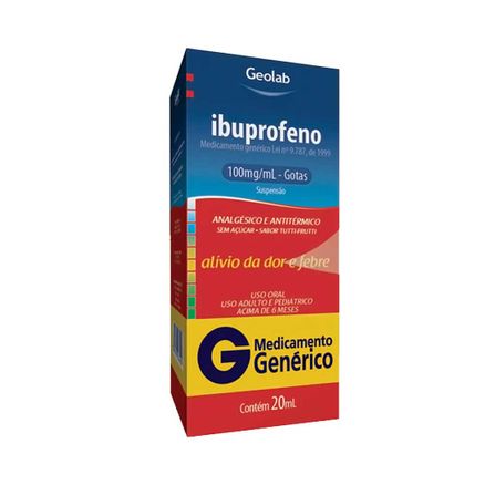 Ibuprofeno 100mg Gotas 20ml Genérico Geolab