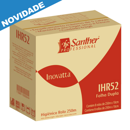 IHR52 - Papel Higiênico Rolão Santher Fd com 8 Rolos de 250 Metros